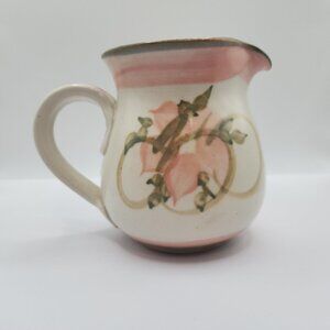 Vtg Yarrabar Pottery Dubbo Australia Hand-Made Ceramic Jar Creamer Beige Floral